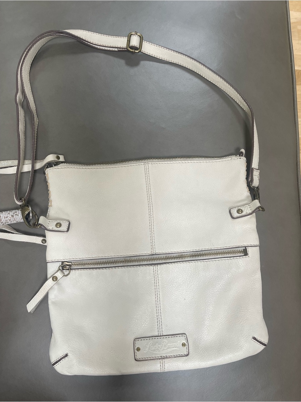 Lucky Brand off white Leather Crossbody Bag